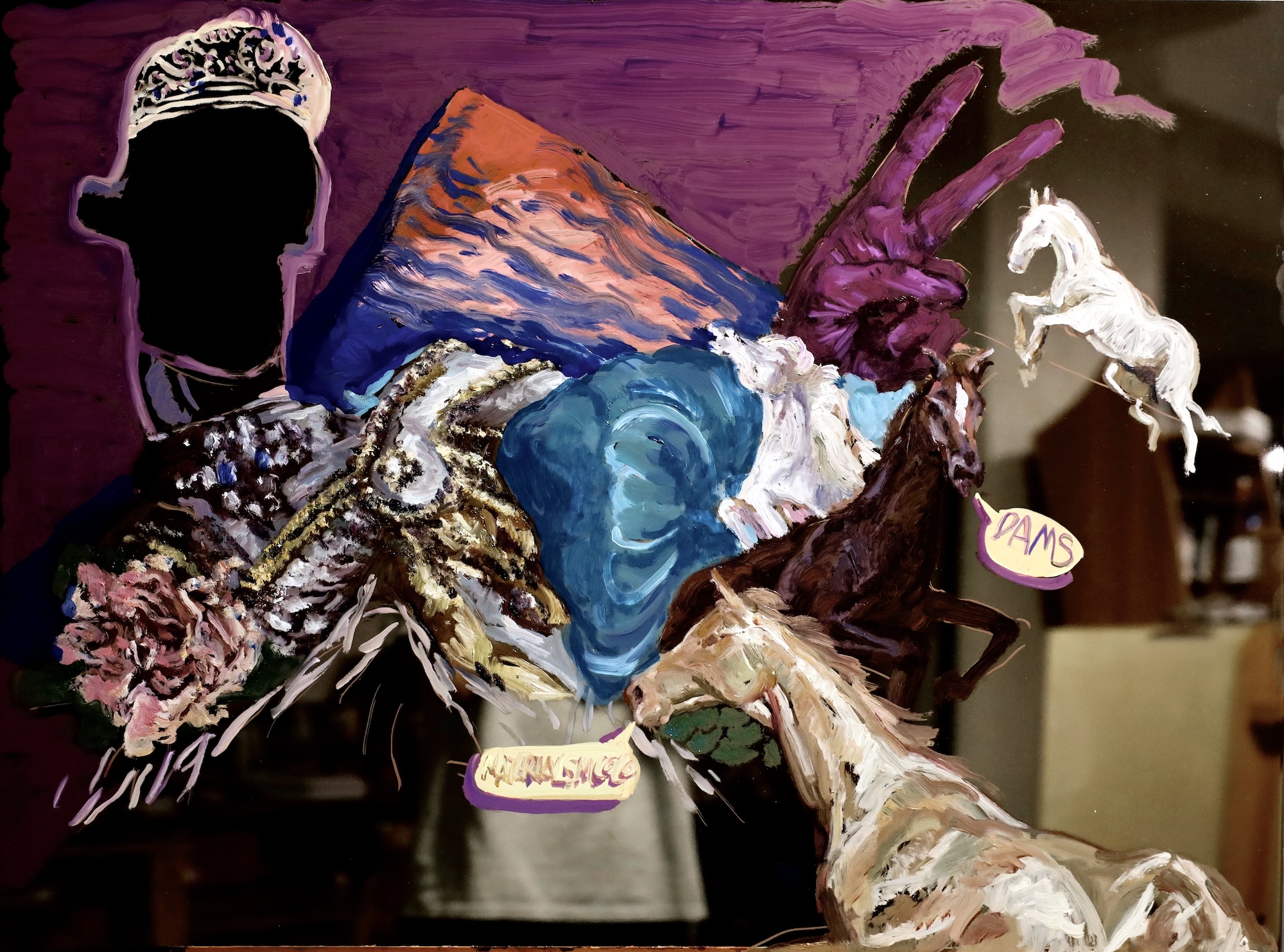 唯物可可——大马是革2.0:不锈钢油画:80x60cm:2020