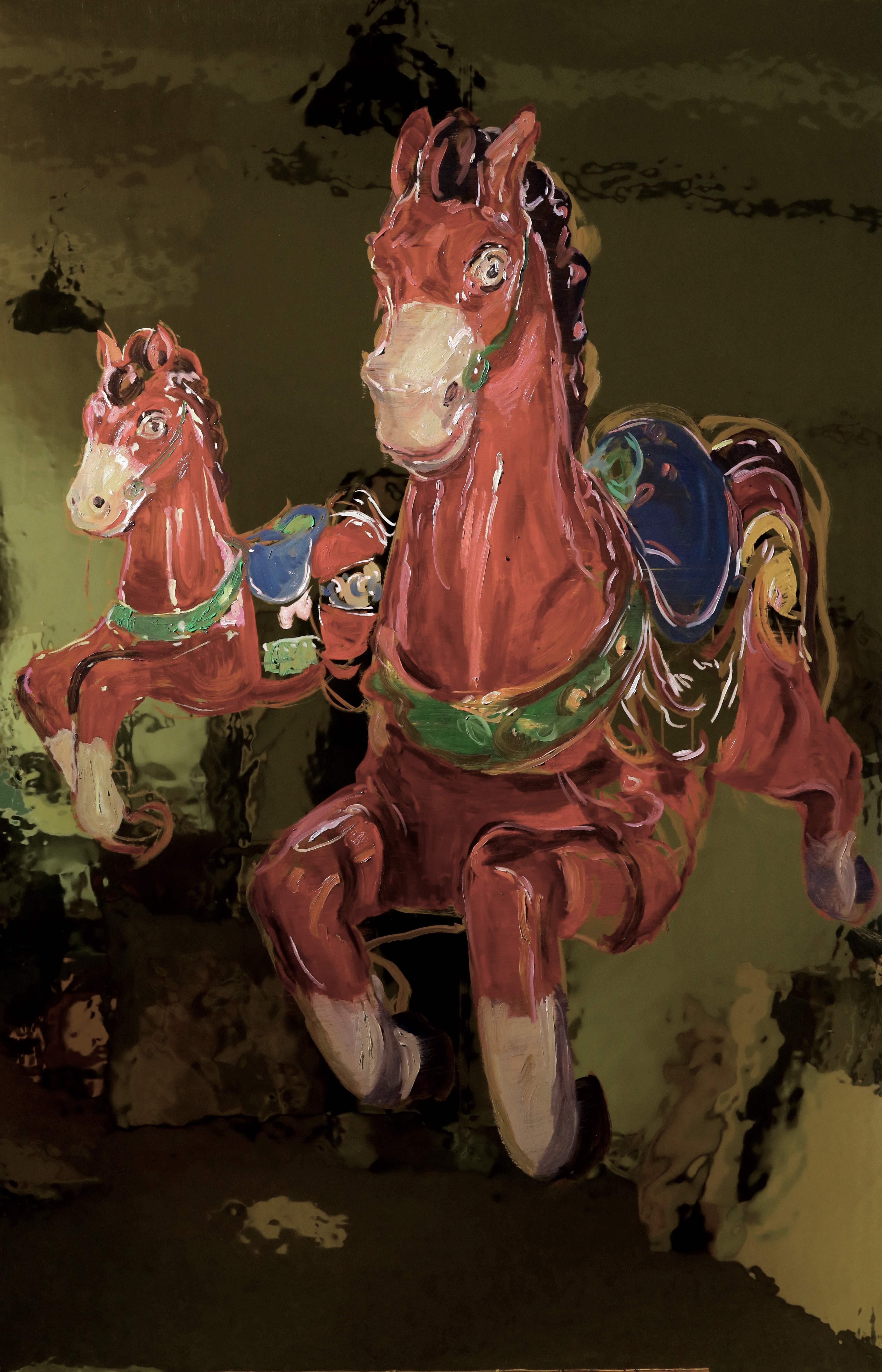 大马是革——因为长得像悲鸿 120x80cm 镀膜油画 2019