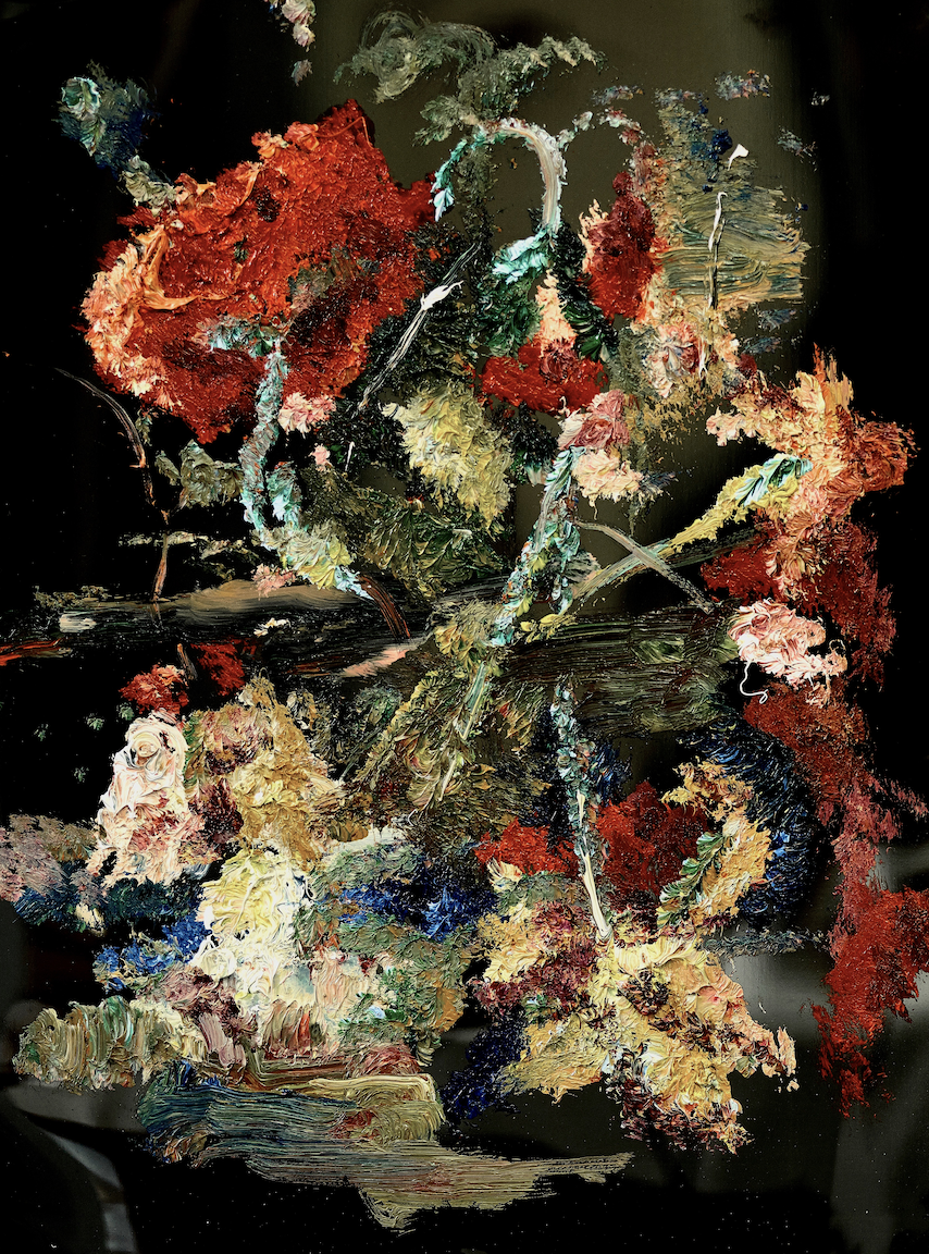 鲜花与神曲1.0  | 不锈钢油画 | 80x60cm | 2020